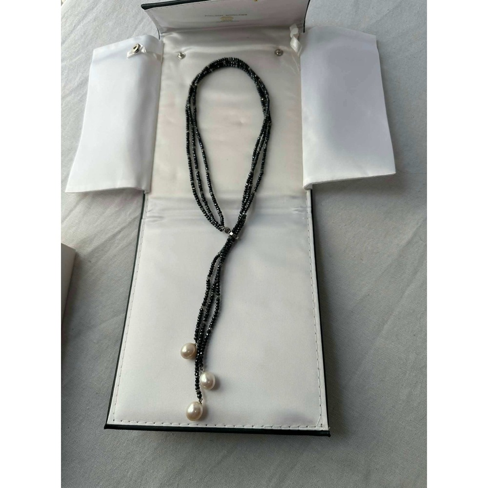 Elegant Multi Stranded‎ Beaded Pearl Necklace with Pearl Drop Accents